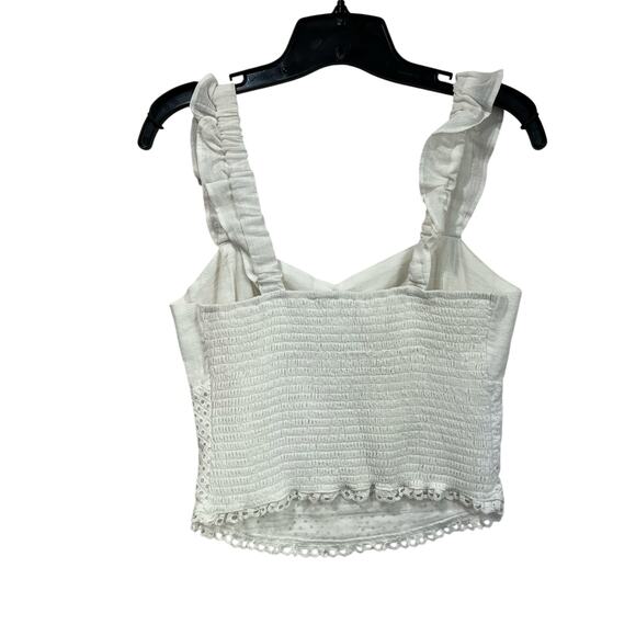 Heartloom Eyelet Ruffle Strap Top Size M White Cotton Blend Boho Feminine - Picture 2 of 7